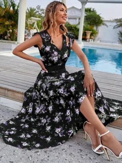 Discount Princesse Fleurie Robe Longue Fleurie Sans Manche