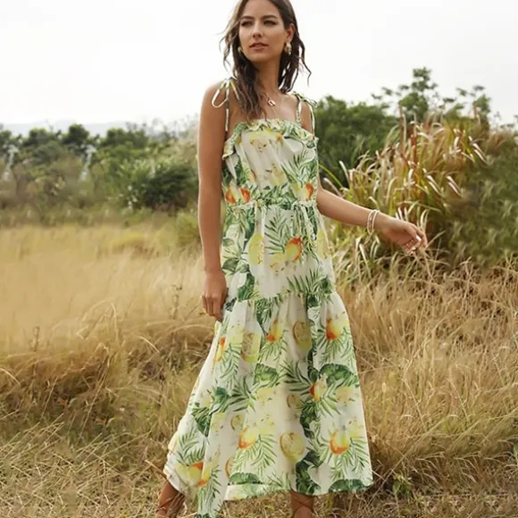 New Princesse Fleurie Robe Longue Imprimée Fruits