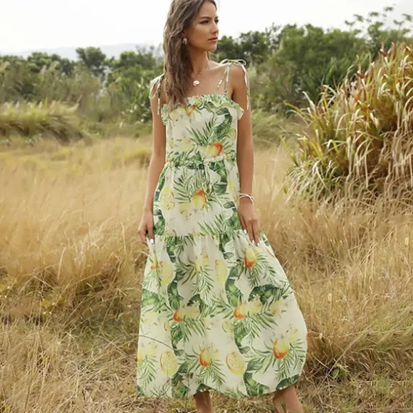 New Princesse Fleurie Robe Longue Imprimée Fruits