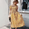 Shop Princesse Fleurie Robe Longue Jaune Moutarde Fleurie
