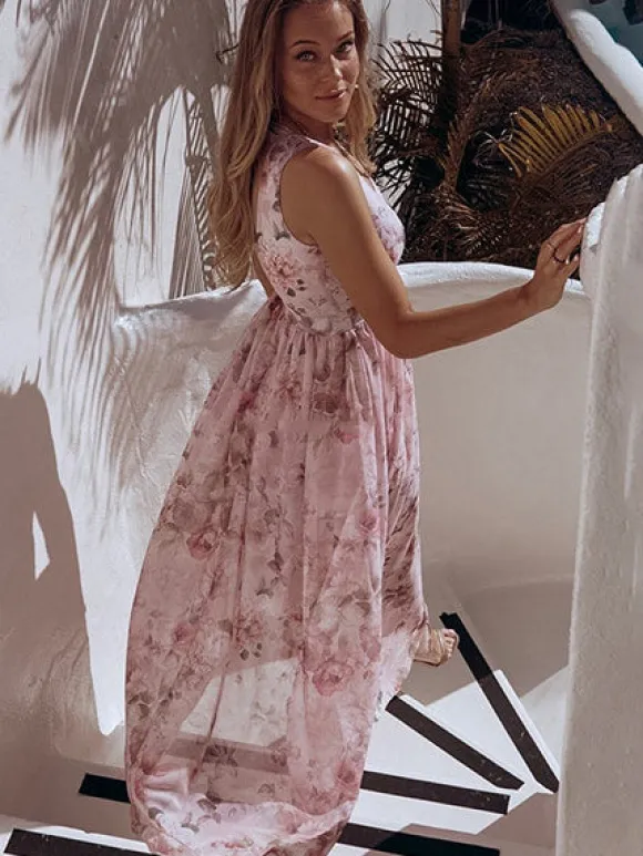 Sale Princesse Fleurie Robe Longue Motif Fleuri
