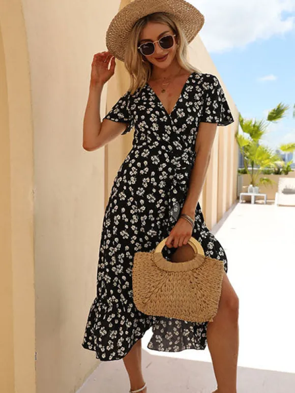 Hot Princesse Fleurie Robe Longue Noire Fleurie