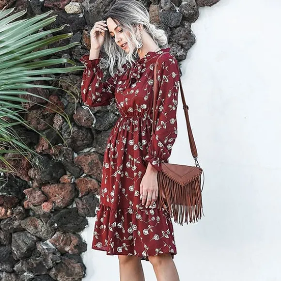 Shop Princesse Fleurie Robe Midi Fleurie Rouge