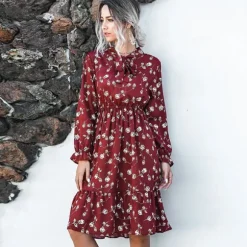 Shop Princesse Fleurie Robe Midi Fleurie Rouge