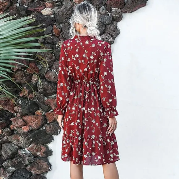 Shop Princesse Fleurie Robe Midi Fleurie Rouge