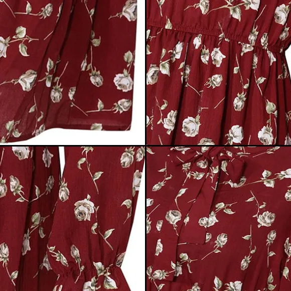 Shop Princesse Fleurie Robe Midi Fleurie Rouge
