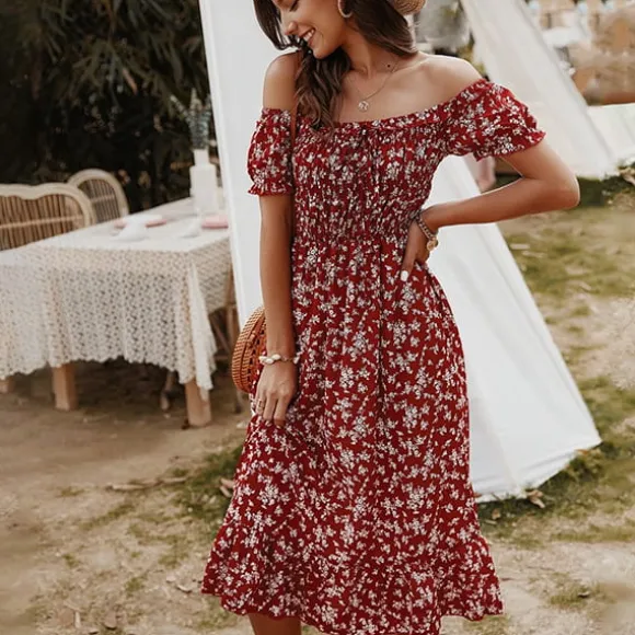 Shop Princesse Fleurie Robe Mi-longue Fleurie Bohème