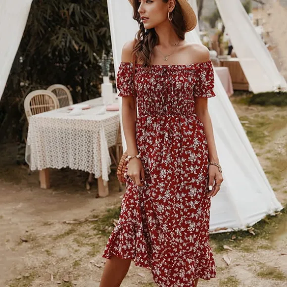 Shop Princesse Fleurie Robe Mi-longue Fleurie Bohème