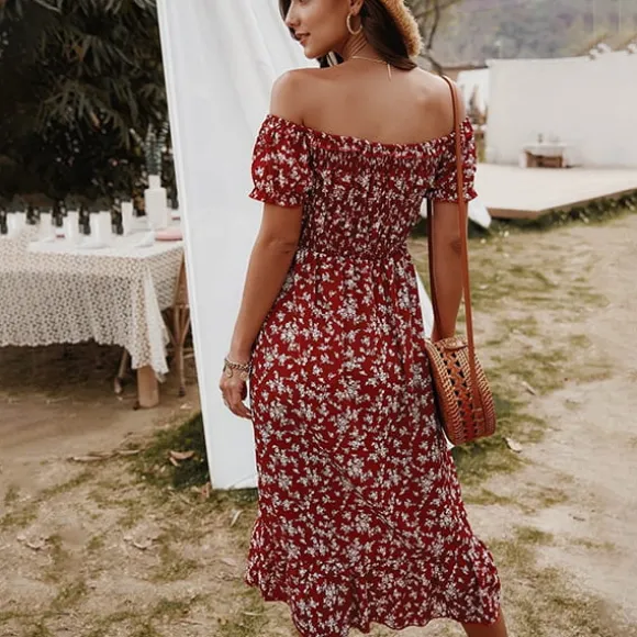 Shop Princesse Fleurie Robe Mi-longue Fleurie Bohème