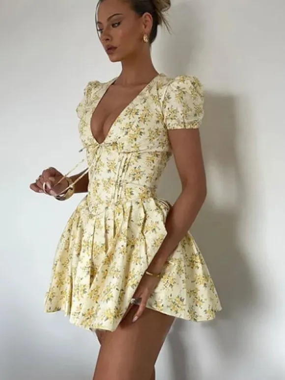 New Princesse Fleurie Robe Patineuse Fleurie Courte