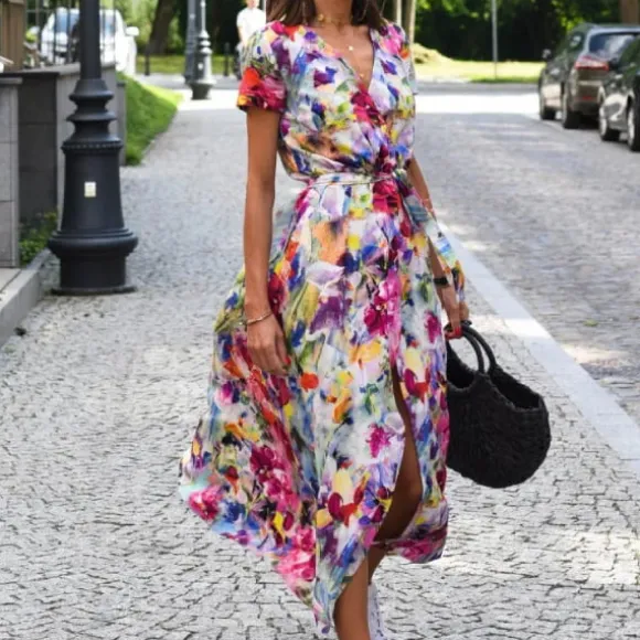 New Princesse Fleurie Robe Portefeuille à Fleurs