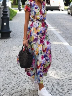New Princesse Fleurie Robe Portefeuille à Fleurs