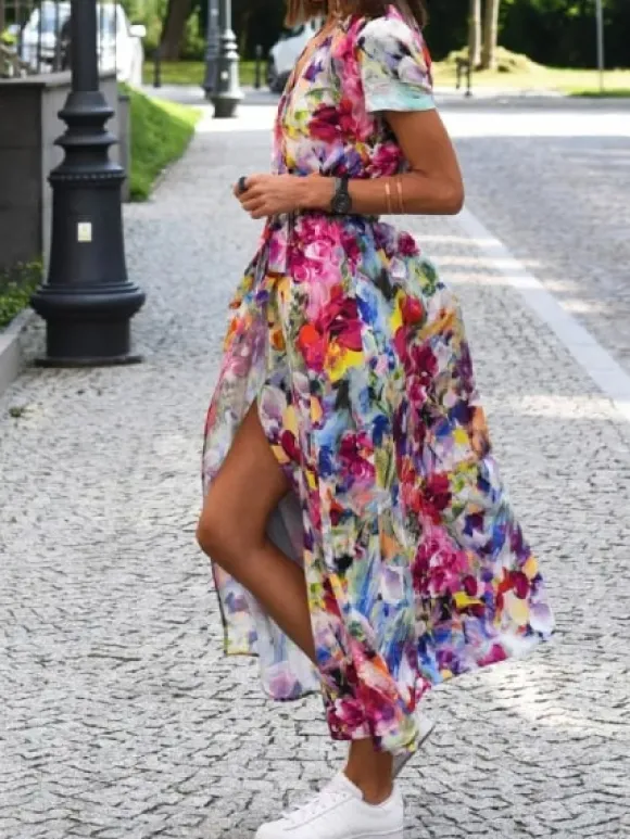 New Princesse Fleurie Robe Portefeuille à Fleurs