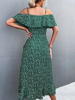 Hot Princesse Fleurie Robe Portefeuille Fleurie Mi-Longue