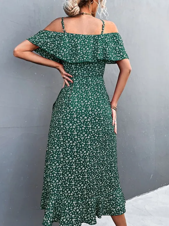Hot Princesse Fleurie Robe Portefeuille Fleurie Mi-Longue