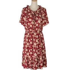 Store Princesse Fleurie Robe Rouge à Fleurs Jaunes
