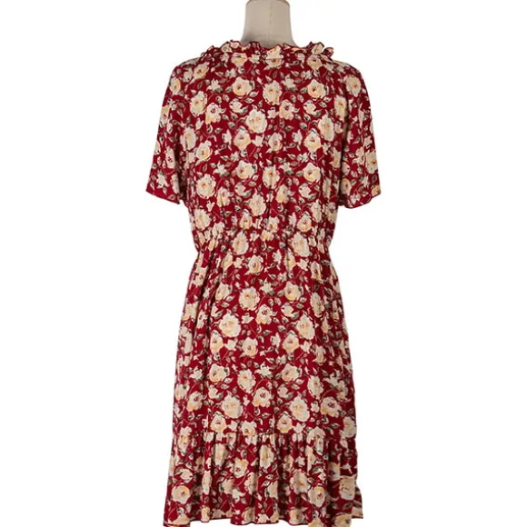 Store Princesse Fleurie Robe Rouge à Fleurs Jaunes