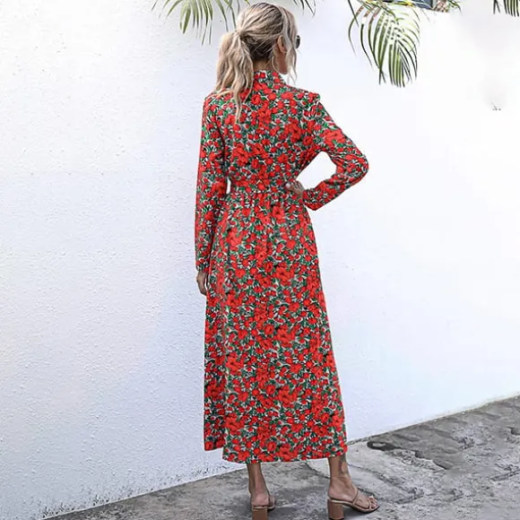 Flash Sale Princesse Fleurie Robe Rouge Fleurie Hiver