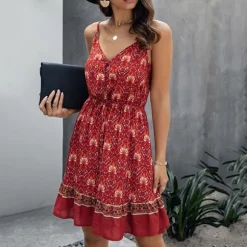 Clearance Princesse Fleurie Robe Rouge Fleurie Vintage