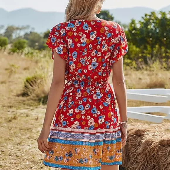 Store Princesse Fleurie Robe Rouge Petites Fleurs