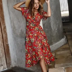Discount Princesse Fleurie Robe Été Fleurie Rouge