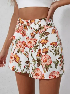 Sale Princesse Fleurie Short Blanc Imprimé Fleuri