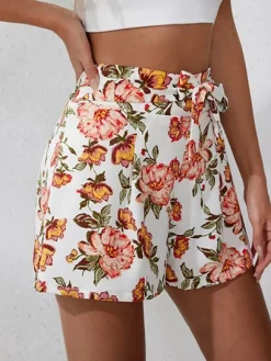 Sale Princesse Fleurie Short Blanc Imprimé Fleuri