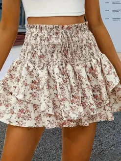 Online Princesse Fleurie Short Taille Haute Fleuri