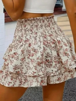 Online Princesse Fleurie Short Taille Haute Fleuri