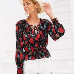 Store Princesse Fleurie Tunique Noire Fleurie