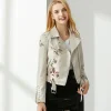 Sale Princesse Fleurie Veste en Cuir Fleurie Brodée