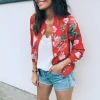Clearance Princesse Fleurie Veste Rouge Imprimé Fleuri