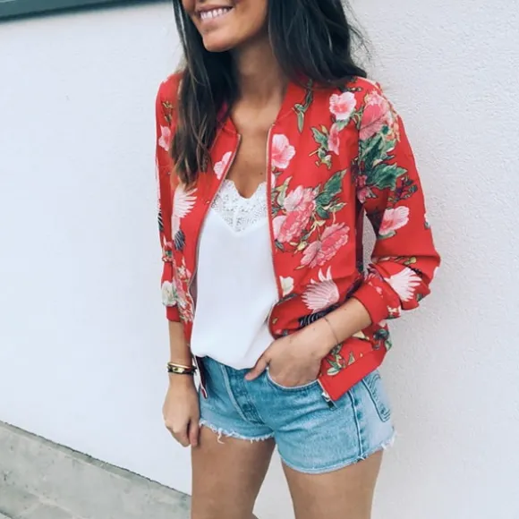 Clearance Princesse Fleurie Veste Rouge Imprimé Fleuri
