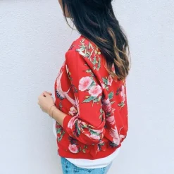 Clearance Princesse Fleurie Veste Rouge Imprimé Fleuri