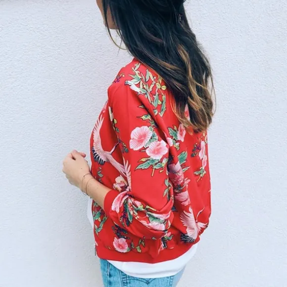Clearance Princesse Fleurie Veste Rouge Imprimé Fleuri