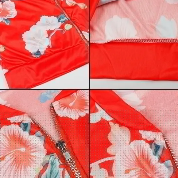 Clearance Princesse Fleurie Veste Rouge Imprimé Fleuri